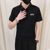 2024夏装新款社会小伙短袖印花POLO无头风上衣潮D326-16812P55，男装Polo衫，星座1101