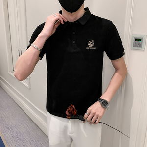2024夏装男刺绣虎头POLO社会小伙短袖潮男POLO衫D326-1 6801 P45图片