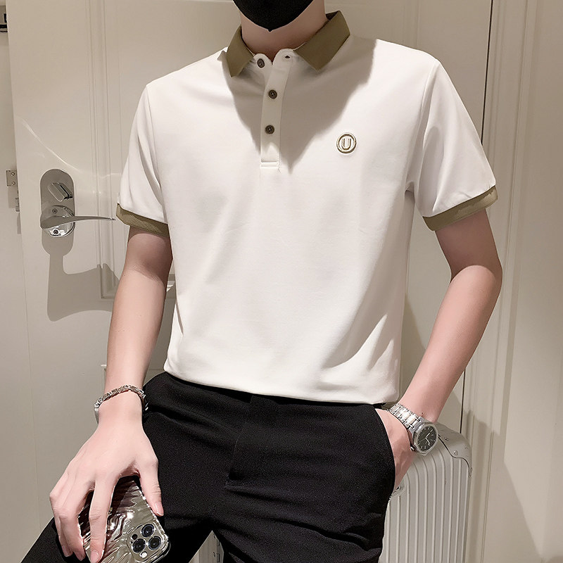 2024春夏男打底衫短袖上衣POLO衫抖音刺绣男D326-16808P48,男装T恤,星座1101