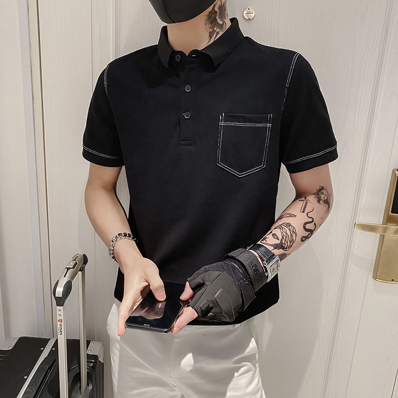 2024夏装男POLO新款社会小伙短袖潮男POLO衫上衣D326-16676P55,男装Polo衫,星座1101