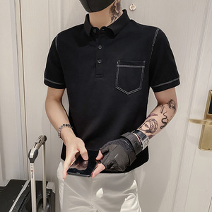 2024夏装男POLO新款社会小伙短袖潮男POLO衫上衣D326-1 6676 P55图片