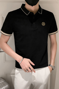 抖音2024夏装男刺绣POLO社会小伙短袖POLO衫D326-1 6803 P55图片