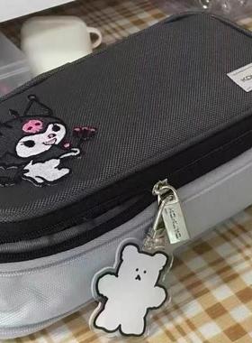 KOKUYO国誉笔袋WSG-PCC12淡彩曲奇小清新双层容量扩张功能双拉链