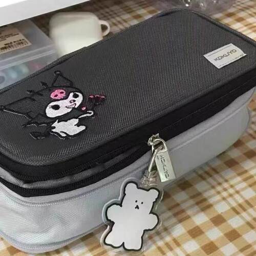 kokuyo国誉笔袋淡彩双拉链双层