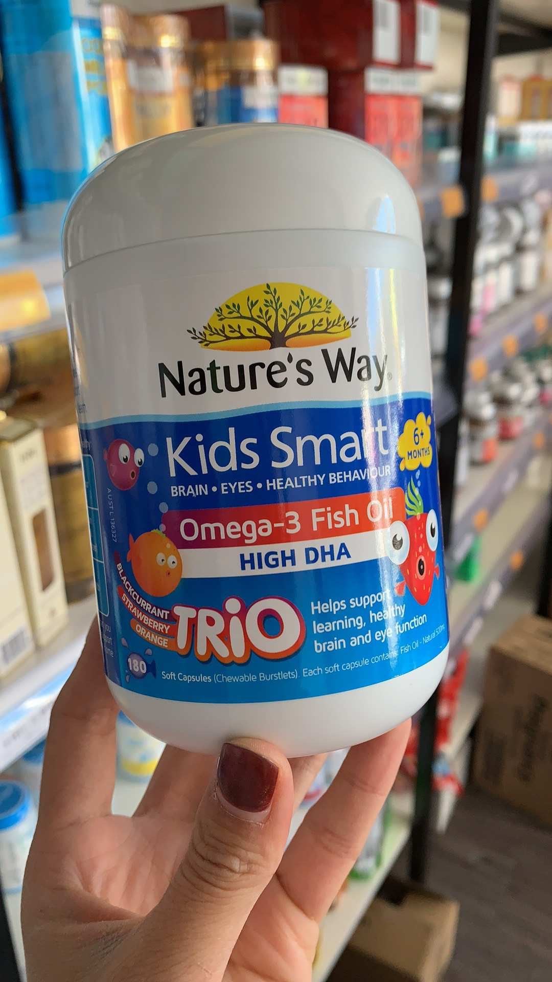 澳洲natures way佳思敏三色鱼油儿童益智维生素dha胶囊180粒