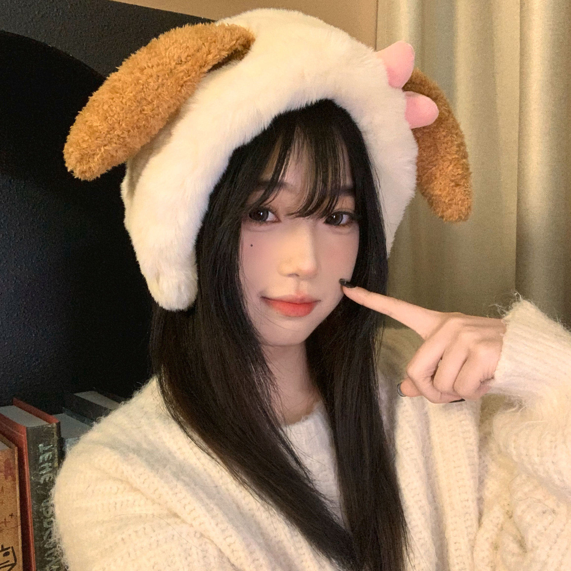 2025热销可爱饼饼大耳朵毛绒耳罩女秋冬季甜美骑行耳套保暖防寒耳