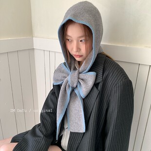 2025热销韩版秋冬连帽围脖一体保暖护耳毛线帽小众多用巴拉克拉法