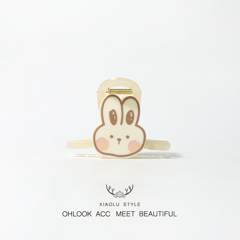原创软萌腮红小熊小兔抓夹百搭元气少女盘发夹后脑勺发卡发饰品
