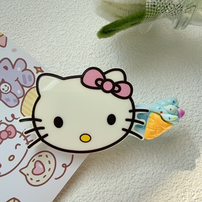 hellokitty可爱冰淇淋甜品发夹女生凯蒂猫发饰哈喽刘海夹子发卡