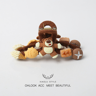 童趣草莓熊抓夹可爱鲨鱼夹超萌手工diy后脑勺盘发抓发饰