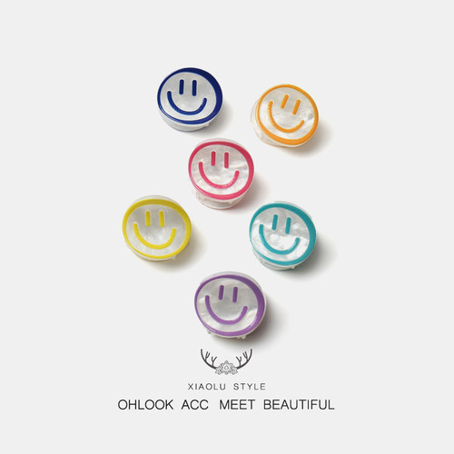 日系彩色笑脸小抓夹马尾麻花辫