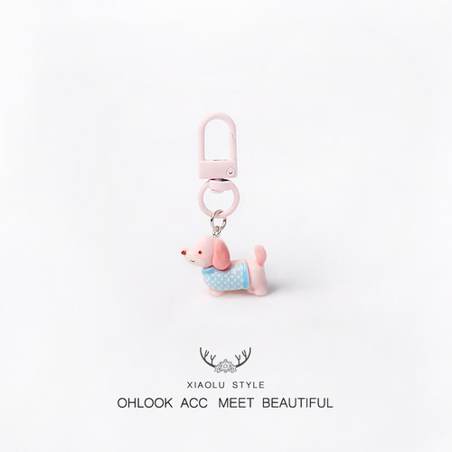 可爱奔跑立体小狗钥匙扣挂件小情侣款书包包 挂件配饰品创意礼品