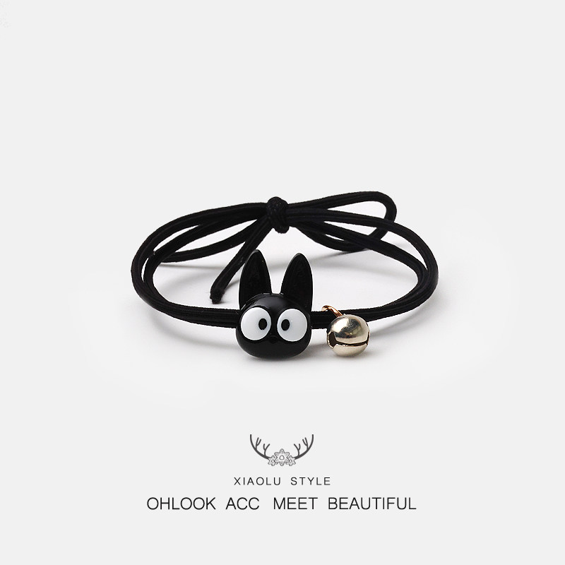 气质橡皮筋新款黑色猫咪铃铛发圈高弹力可爱发绳扎头发简约不伤发