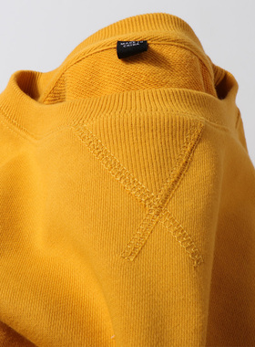 340g重磅厚实圆领长袖T恤卫衣叠穿纯色姜黄色纯棉白色男士上衣女