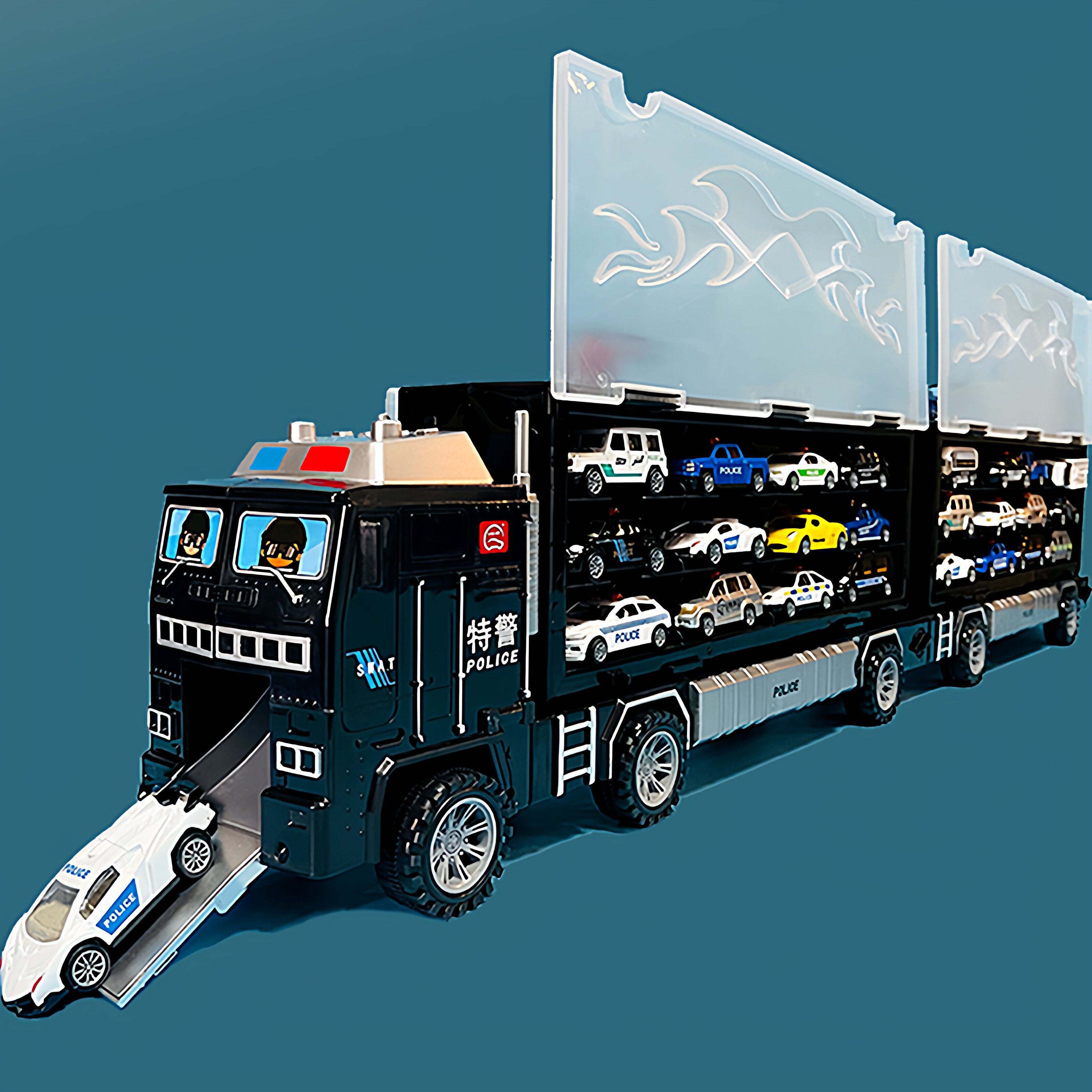 警车合金回力小汽车收纳货柜大卡车儿童玩具套装男孩生日礼物礼品,玩具/童车/益智/积木/模型,合金车/玩具仿真车/收藏车模,淘宝优惠券,粉丝福利购,淘宝优惠卷