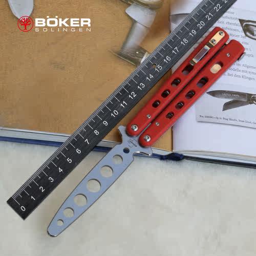 德国博克boker蝴蝶未开刃练习刀把玩甩刀随身便携edc折叠训练刀