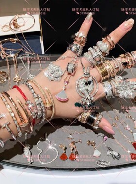 四叶草陶瓷钉子手镯双环真金真钻