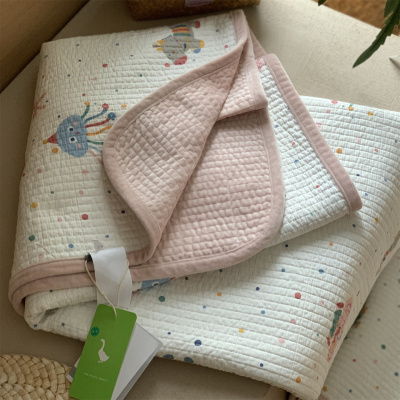 韩式小碎花棉绒床盖单品秋冬一面全棉一面绒夹棉垫子双面绗缝床单