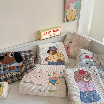 ins卡通全棉双层纱床盖四件套