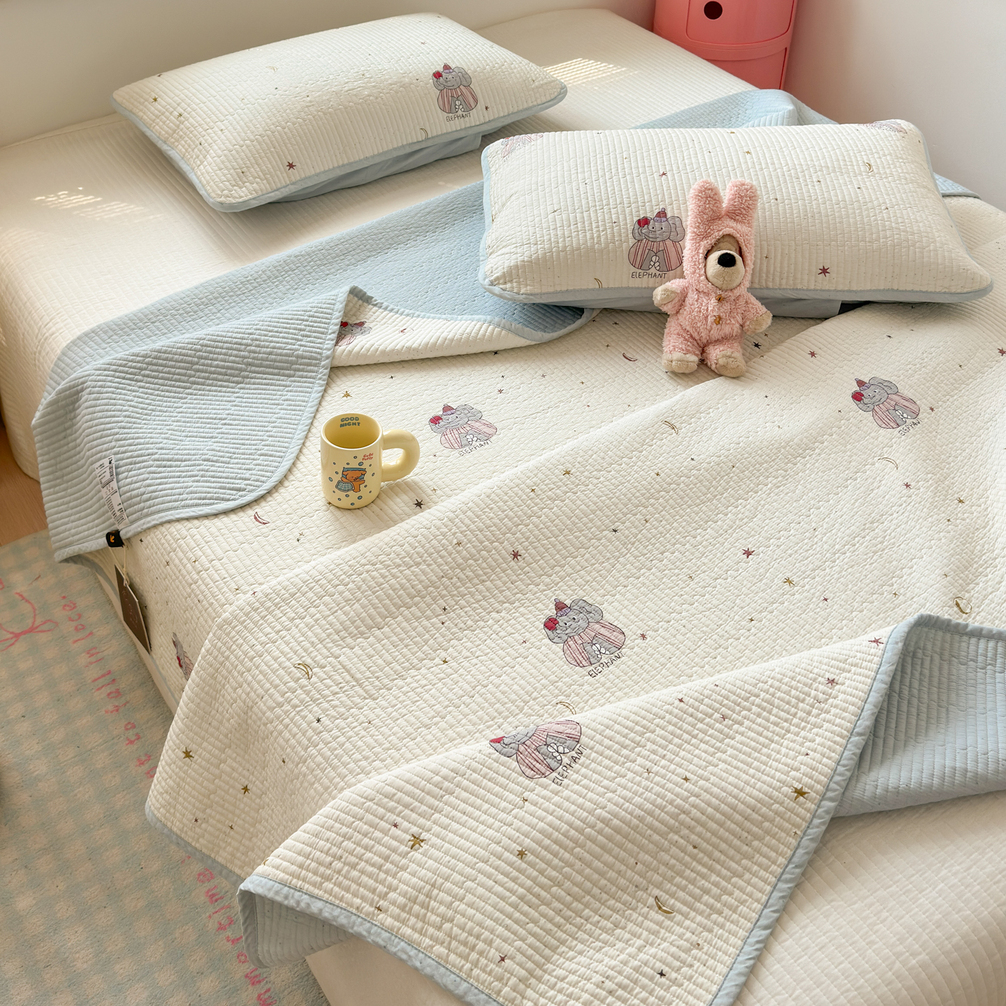 ins卡通全棉床盖三件套