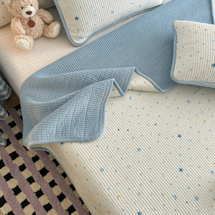 ins一面绒一面全棉床盖三件套秋冬加厚宝宝绒榻榻米加绒双人床单