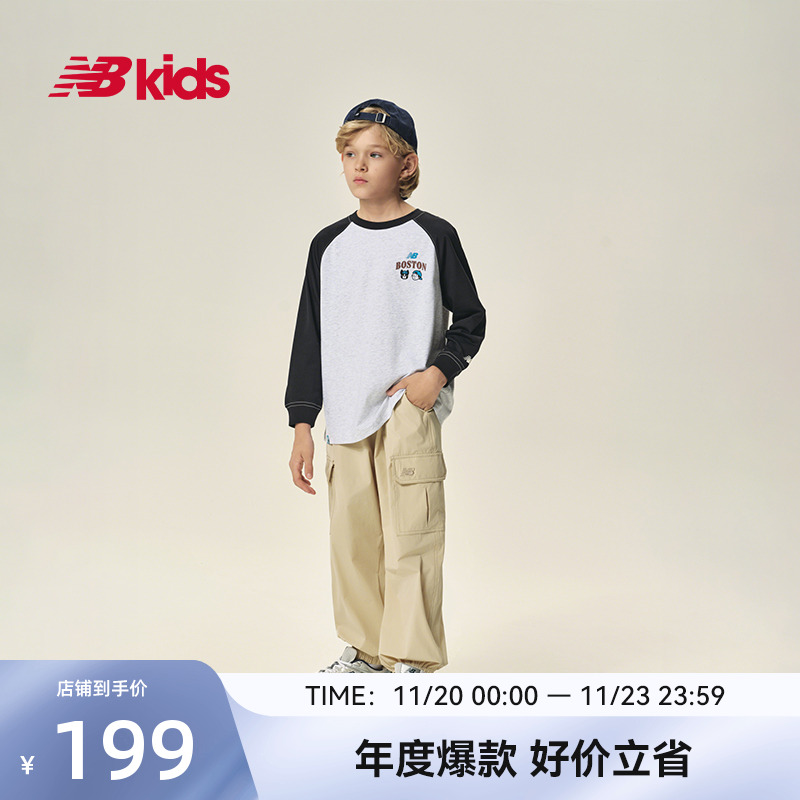 Newbalance nb官方童装 4-14岁男女童秋季创意图案休闲长袖T恤