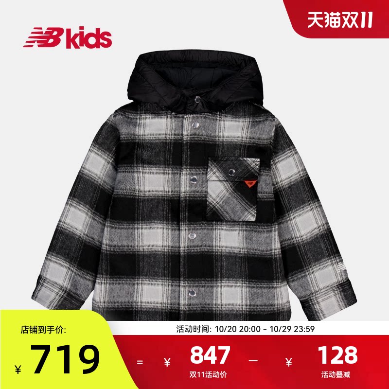 NewBalance秋冬连帽拼接格子外套