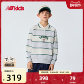 Newbalance 横条纹清爽翻领卫衣 14岁儿童春秋新品 nb官方童装