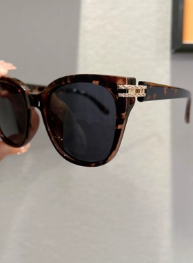复古玳瑁偏光镶钻防紫外线墨镜