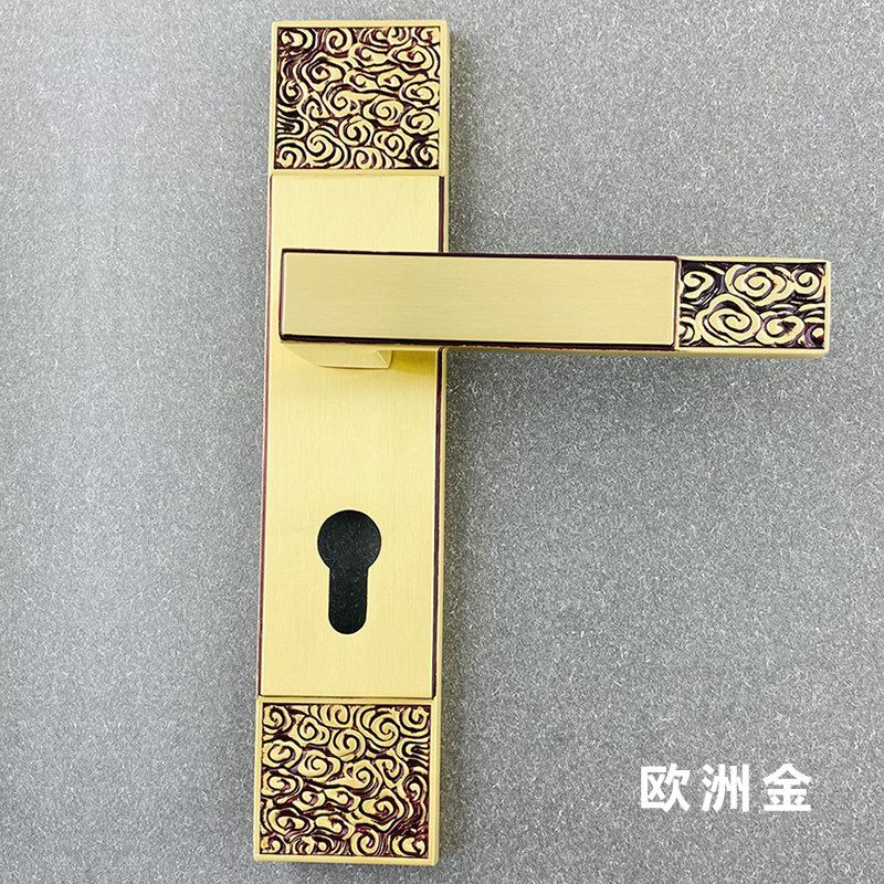 房间对开新中式纯铜静音执手锁
