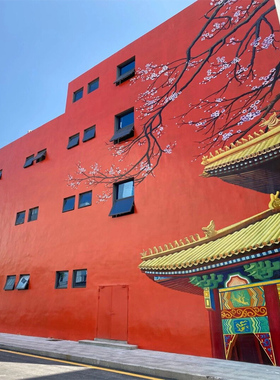 比雅室外风景画定制手绘墙壁画