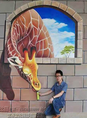 定制3D立体画手绘画壁画墙绘彩绘