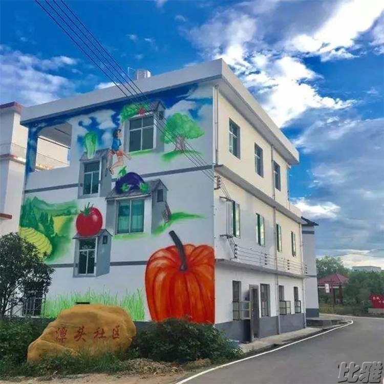 墙绘壁画上门丙烯彩绘手绘墙涂鸦 幼儿园餐厅农村文化墙 墙壁绘画