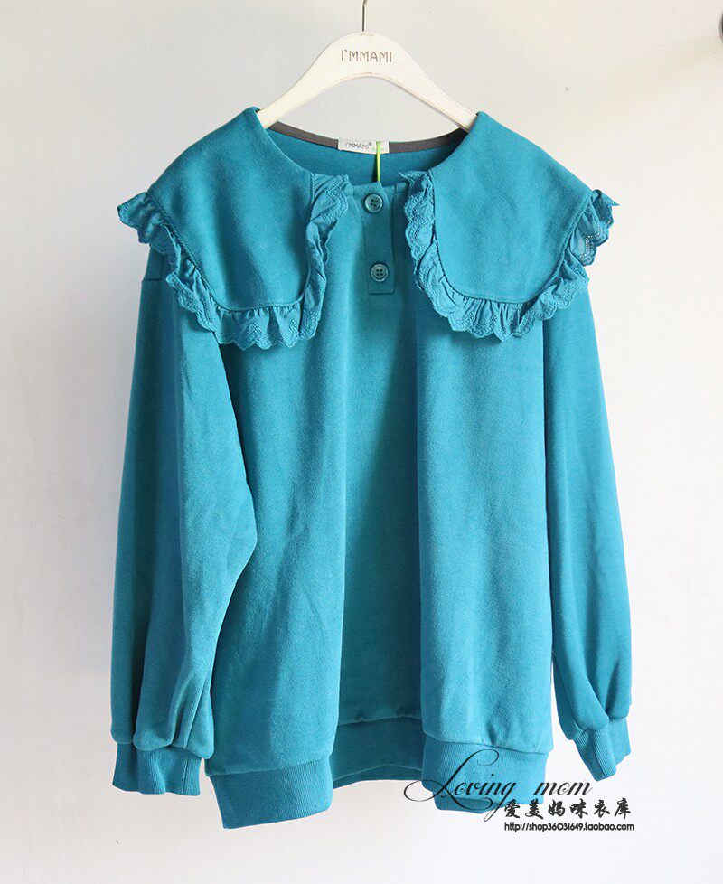 뷰티 엄마 가을 겨울 출산 코트 퓨어 코튼 니트 탑 긴팔 옷깃 느슨한 두꺼운 스웨트 셔츠 82C401