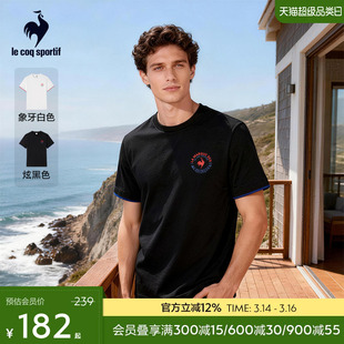乐卡克法国公鸡2026年春夏新品男女同款复古徽章印花圆领短袖T恤