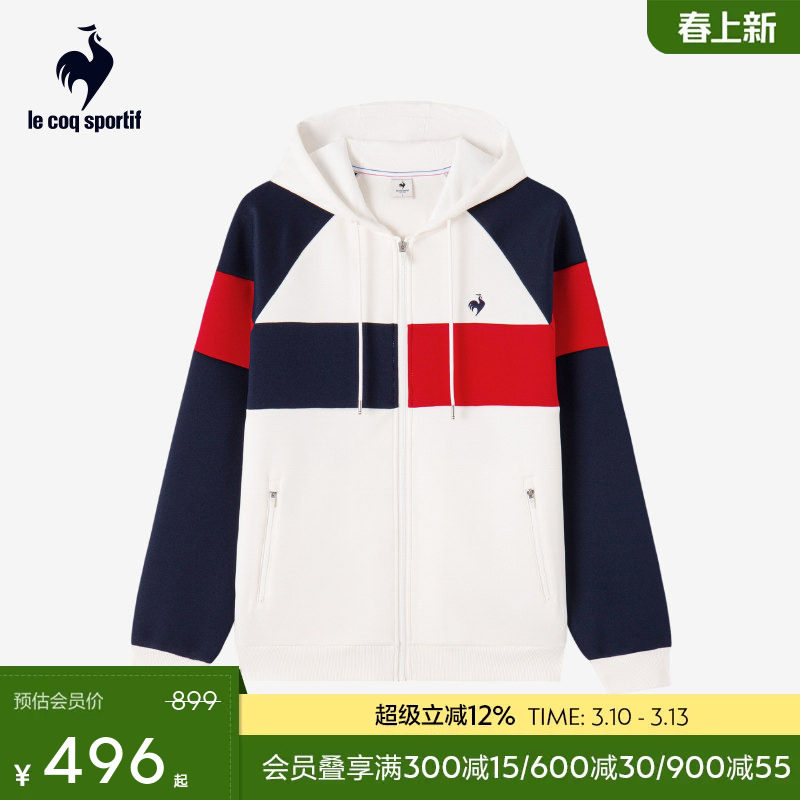 乐卡克法国公鸡秋冬男款简约舒适运动休闲连帽开衫