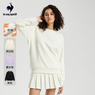 情侶款 樂卡克男女款 冬季 簡約百搭圓領(lǐng)加絨彈力休閑柔軟衛(wèi)衣套頭衫