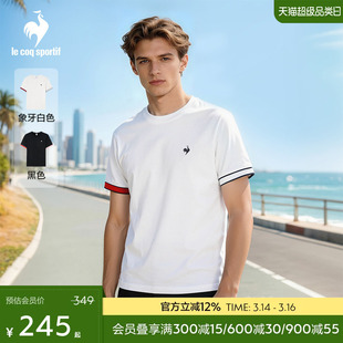 乐卡克法国公鸡2026年夏新品男款纯棉圆领休闲运动短袖简约风T恤