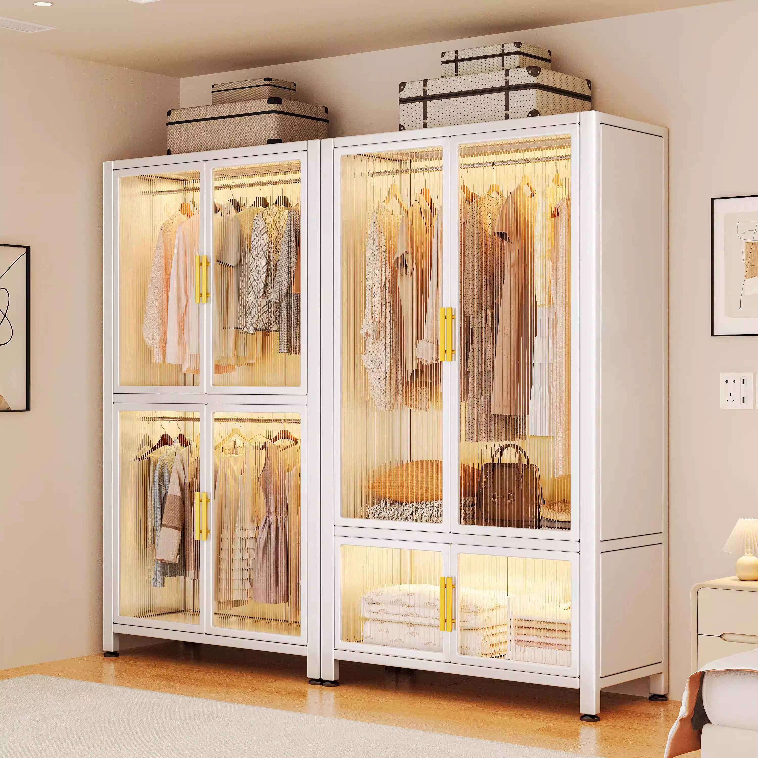 钢制衣柜出租房简易组装家用卧室挂衣架金属组合衣橱防尘储物柜子,住宅家具,自由组合衣柜,淘宝优惠券,粉丝福利购,淘宝优惠卷