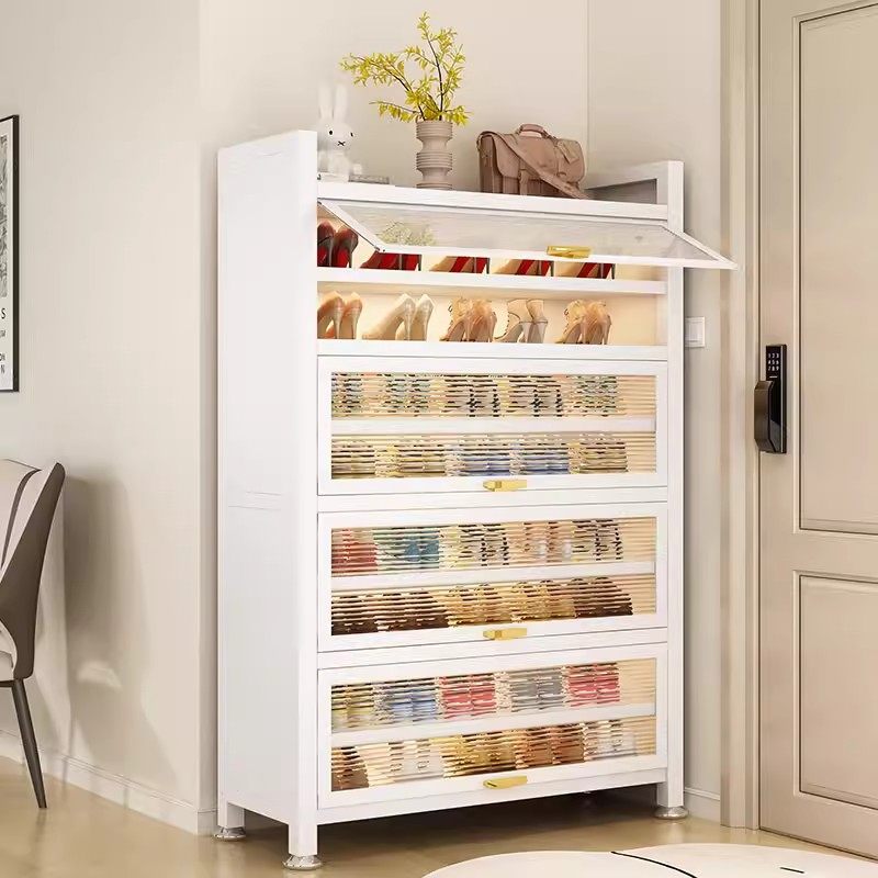 钢制翻门鞋柜家用落地多层防尘玄关鞋架楼道分层隔板铁艺收纳鞋柜,住宅家具,鞋架,淘宝优惠券,粉丝福利购,淘宝优惠卷