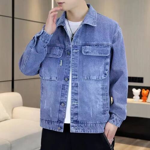 日系复古牛仔外套男士春秋新款