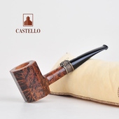 意大利卡斯特罗Castello烟斗光面石楠木对比染色纯银装 饰八棱锤