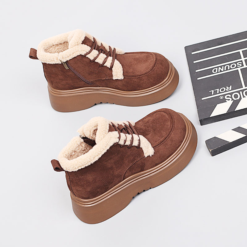 加大码女鞋41一43爆款棉靴2025冬季新款脚宽胖肥休闲加绒马丁靴女