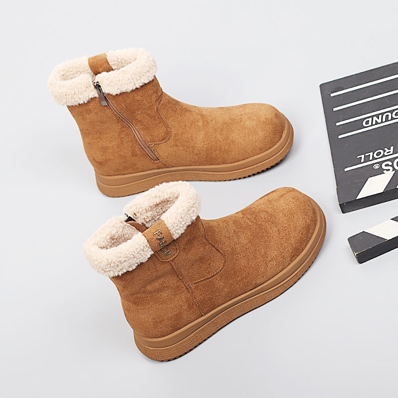 2025冬新款大码女鞋41-43时尚棉靴休闲短靴特大号舒适加绒马丁靴