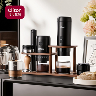 湘庭相思木便携式咖啡机收纳支架电动手动磨豆机木架咖啡机收纳