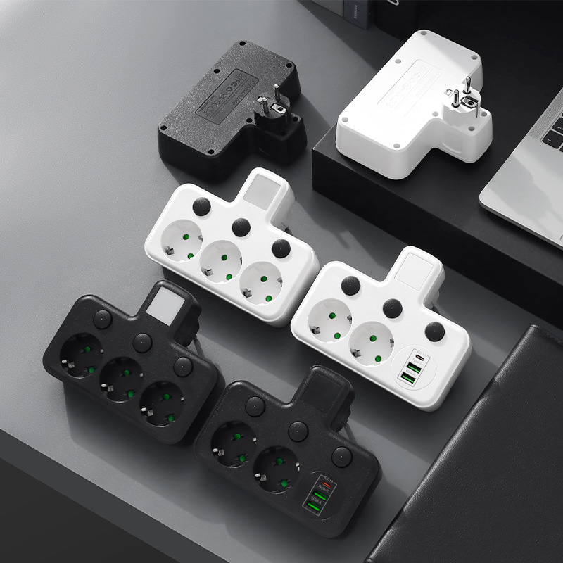 欧标转换器排插usb+type-c充电口插座European standard converte