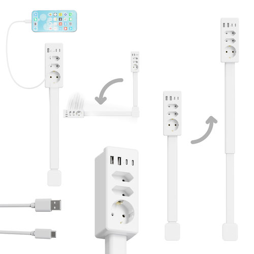 跨境Electrical Outlet Extender 电源插座沙发床头柜扩展器欧规