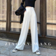 女春夏百搭时尚 西装 宽松雪纺裤 白色高腰阔腿裤 甩裤 拖地休闲净版 裤