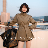卡其色风衣女春秋季 外套 小个子工装 新款 气质休闲英伦风收腰短款