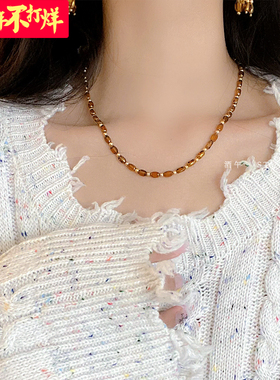 酒午焦糖琉璃项链毛衣链